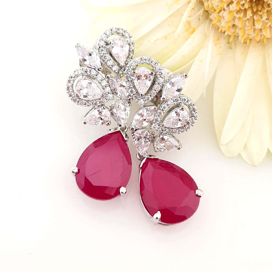 Elegant Red Drops - Adrisya - Earrings