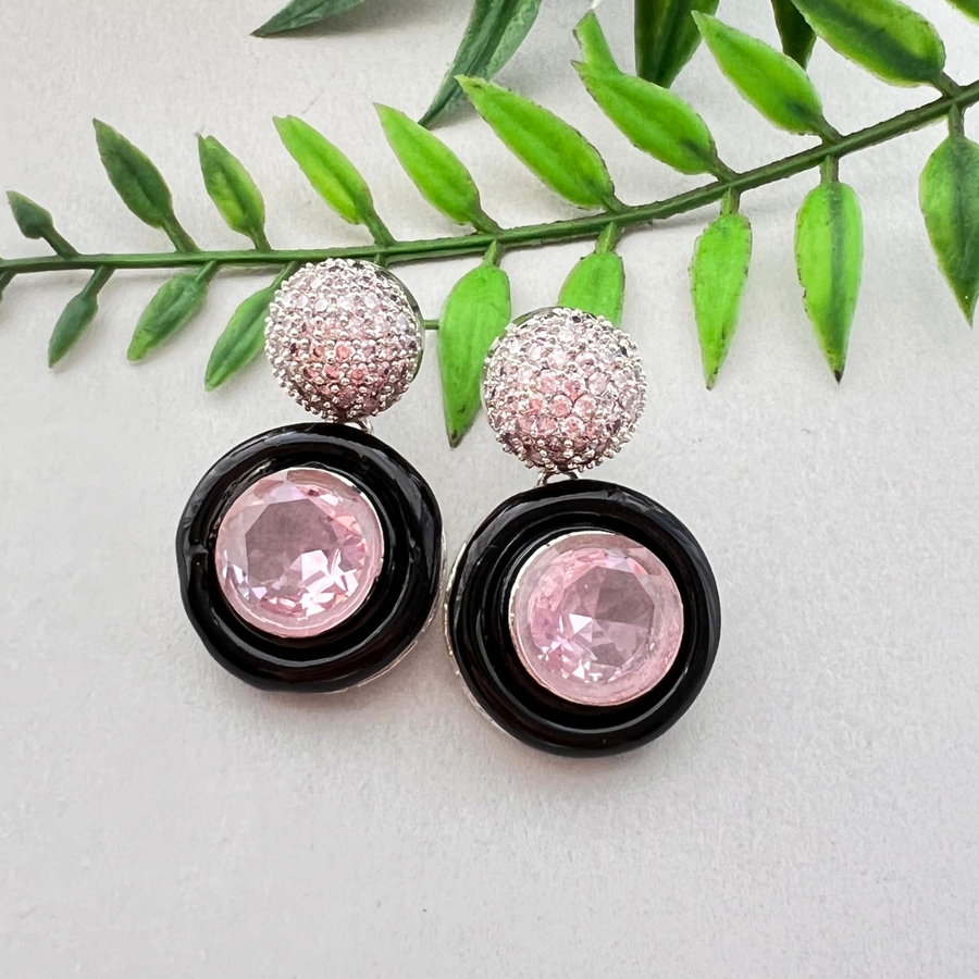 Pretty in Pink: Enamel Stud Earrings - Adrisya - Earrings