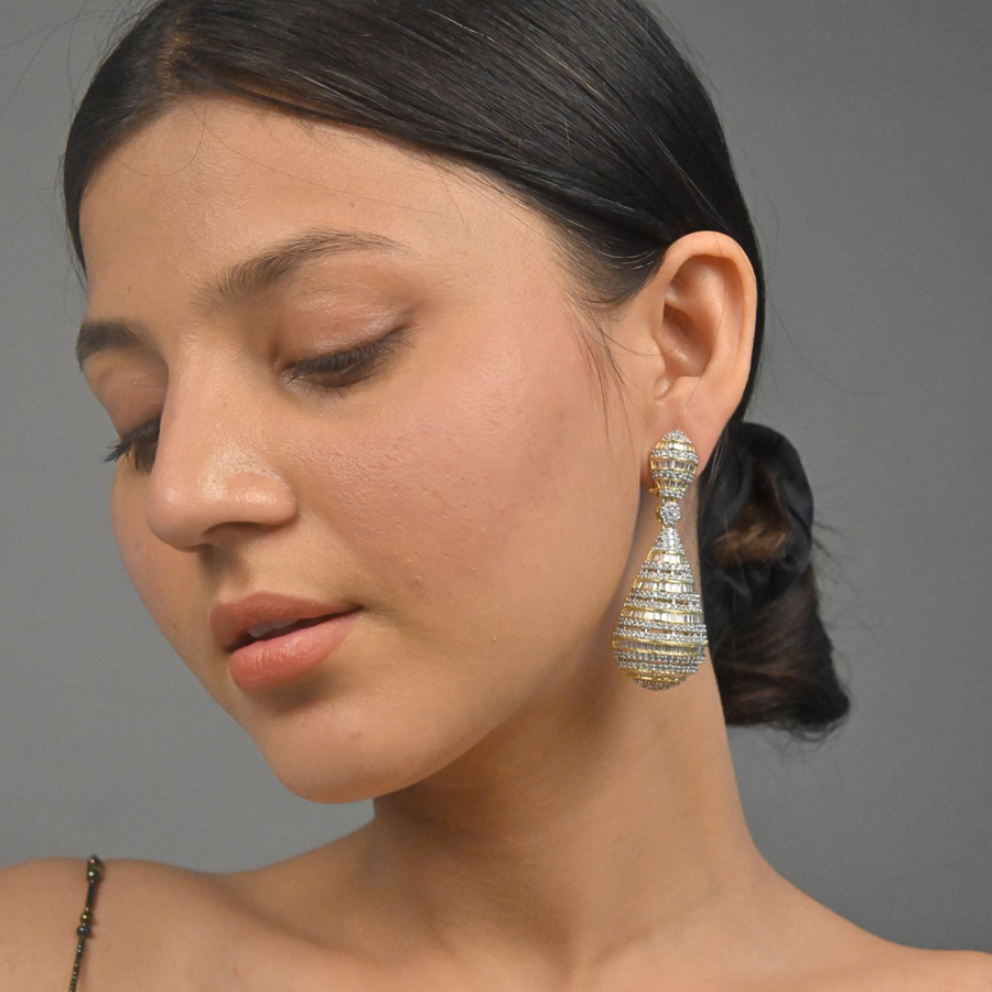 Dual-Tone Elegance Earrings - Adrisya - Earrings