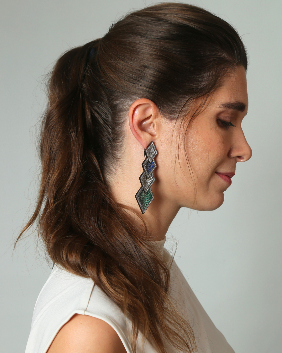 Frosty Azure Sparkle Earrings - Adrisya - Earrings
