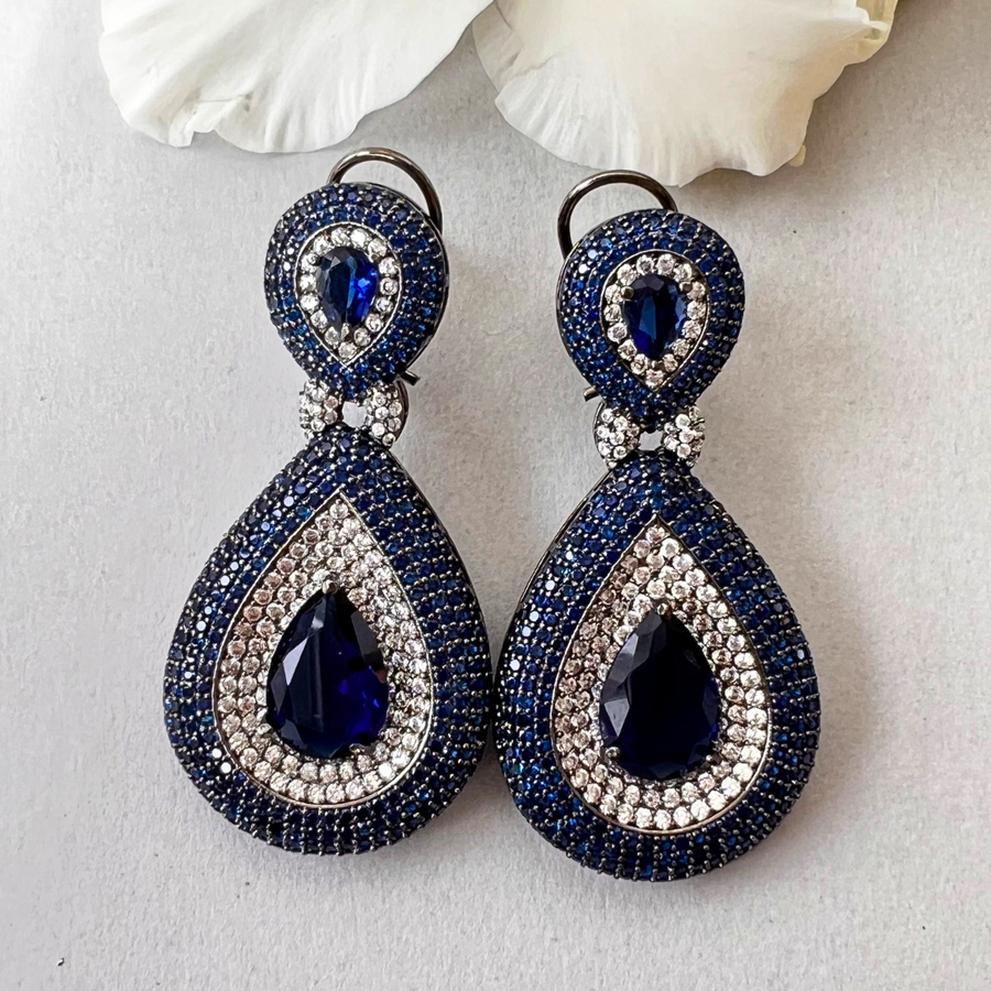 Brillant Blue Earrings - Adrisya - Earrings