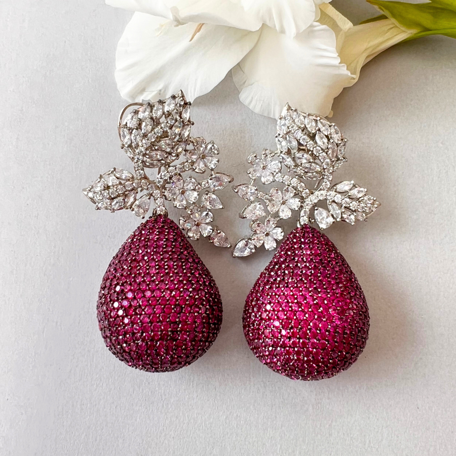 Bollywood Glam Rani Pink Earrings - Adrisya - Earrings