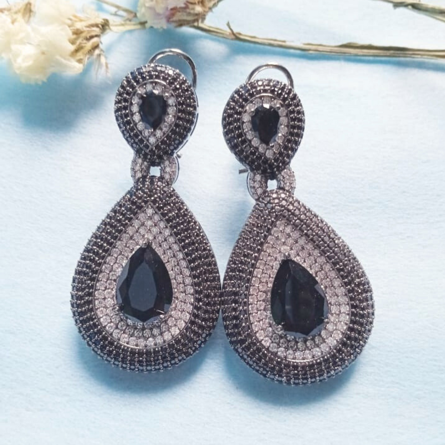 Dazzling Black Earrings - Adrisya - Earrings