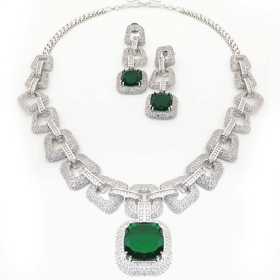 Emerald Elegance Green Necklace - Adrisya - necklaces