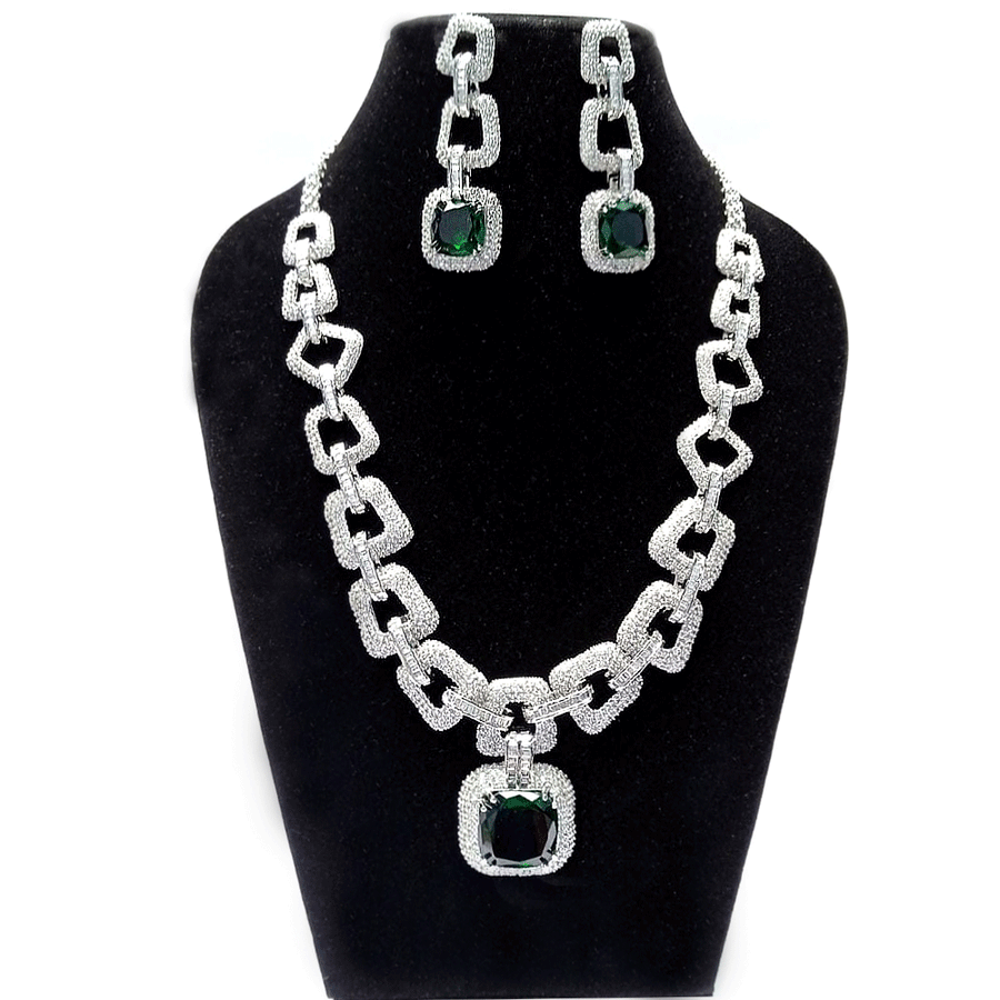 Emerald Elegance Green Necklace - Adrisya - necklaces