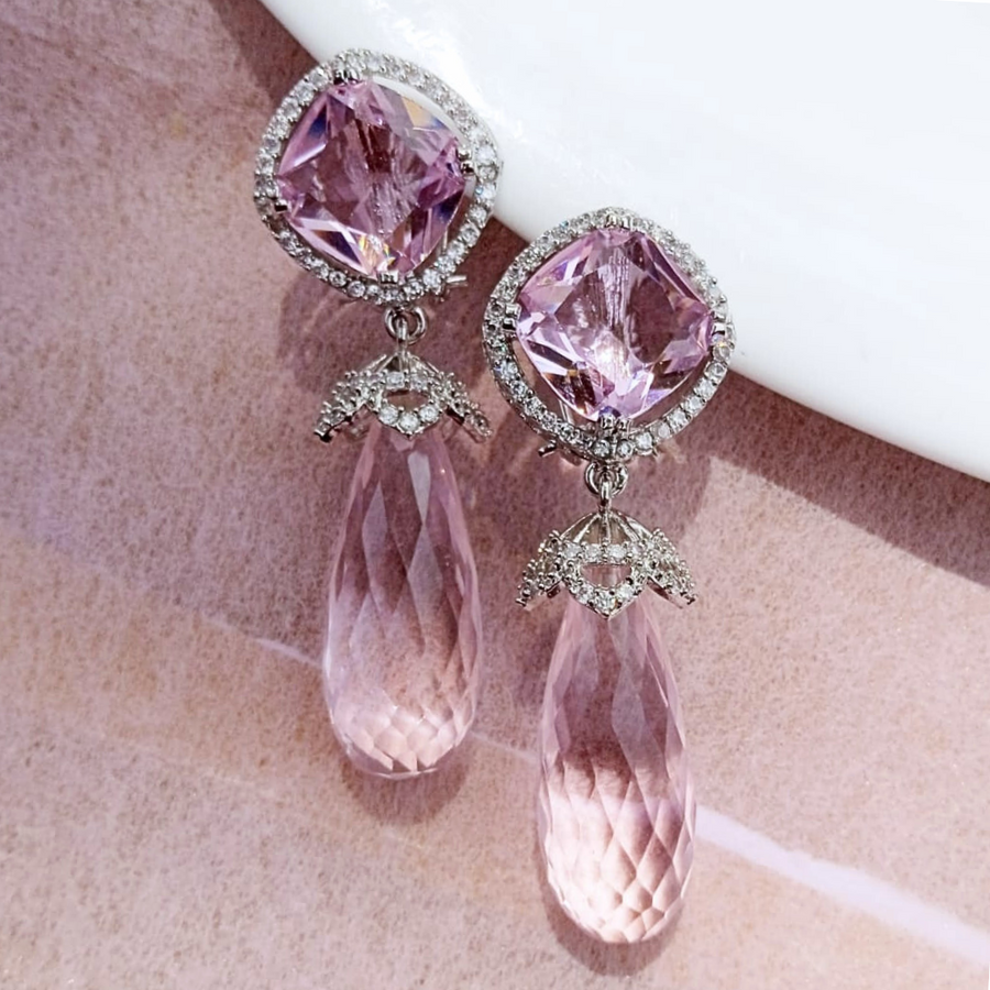 Baby Pink Drop Earrings - Adrisya - Earrings