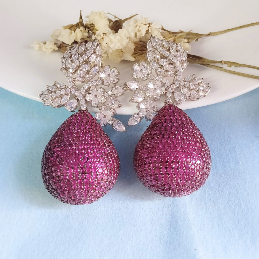 Bollywood Glam Rani Pink Earrings - Adrisya - Earrings