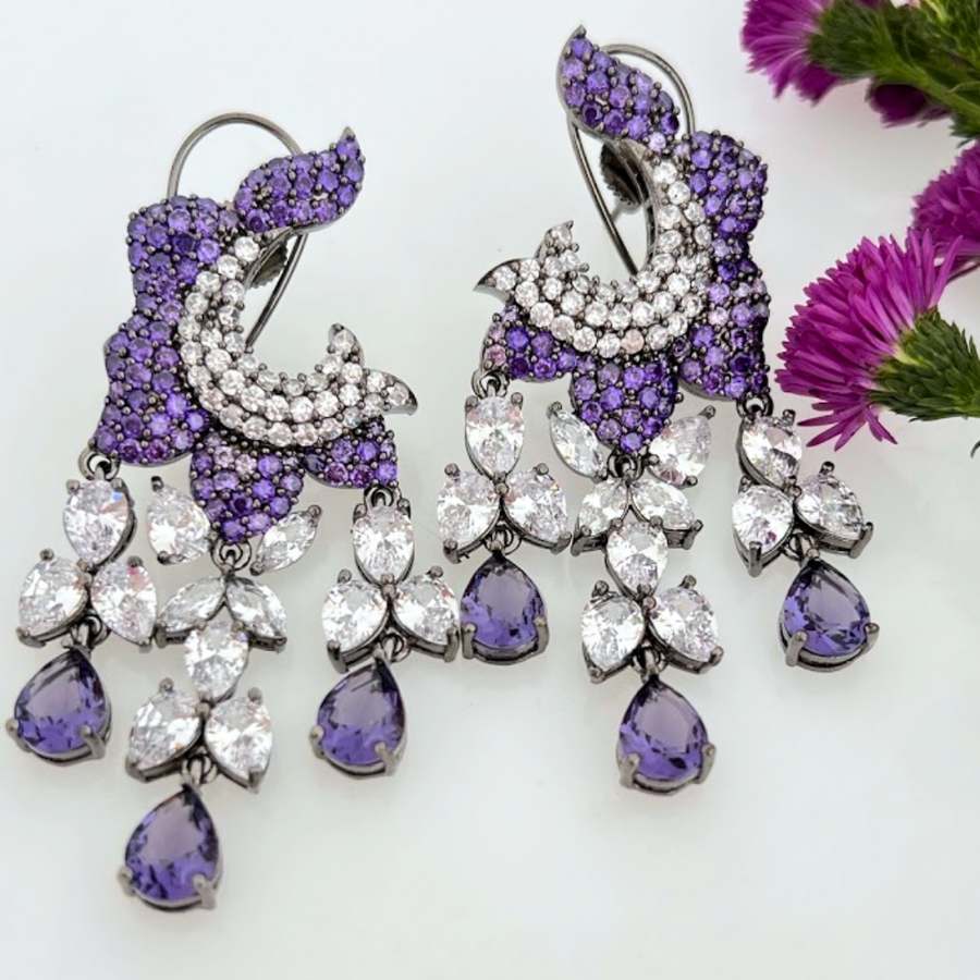 Regal Purple Earrings - Adrisya - Earrings