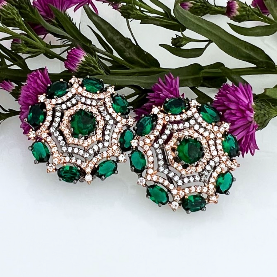 Emerald Noir Studs - Adrisya - Earrings