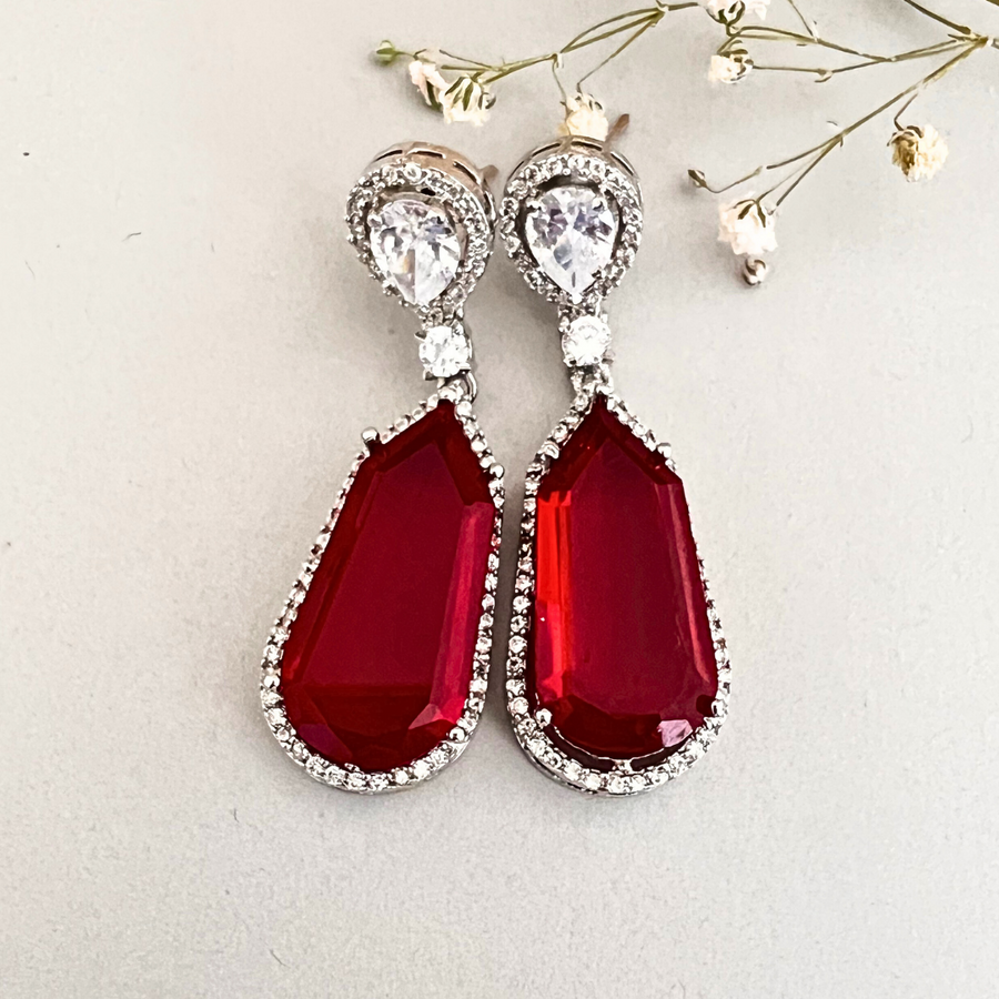 Radiant Red Drops - Adrisya - Earrings