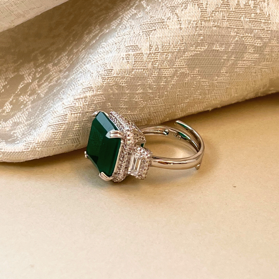 Emerald Soiree: Green Party Ring - Adrisya - Finger Ring