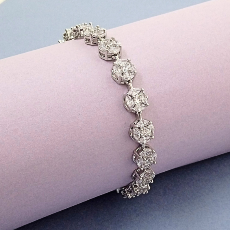 Radiant Round Rhodium Bracelet