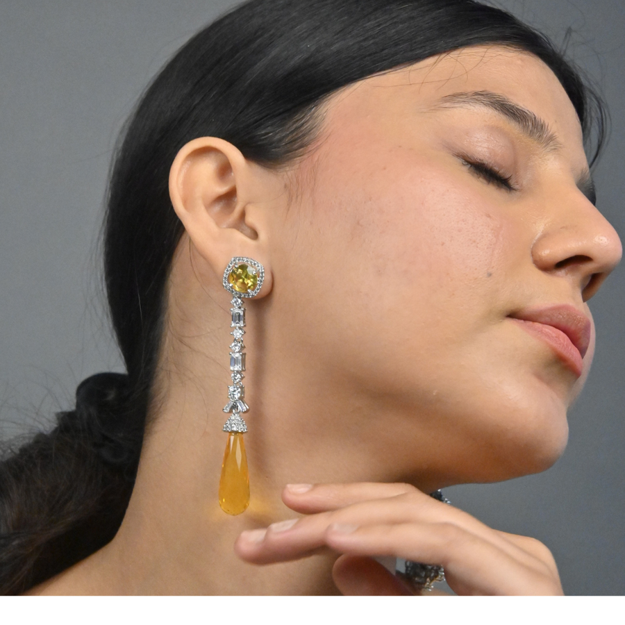 Citrine Glow Earrings - Adrisya - Earrings