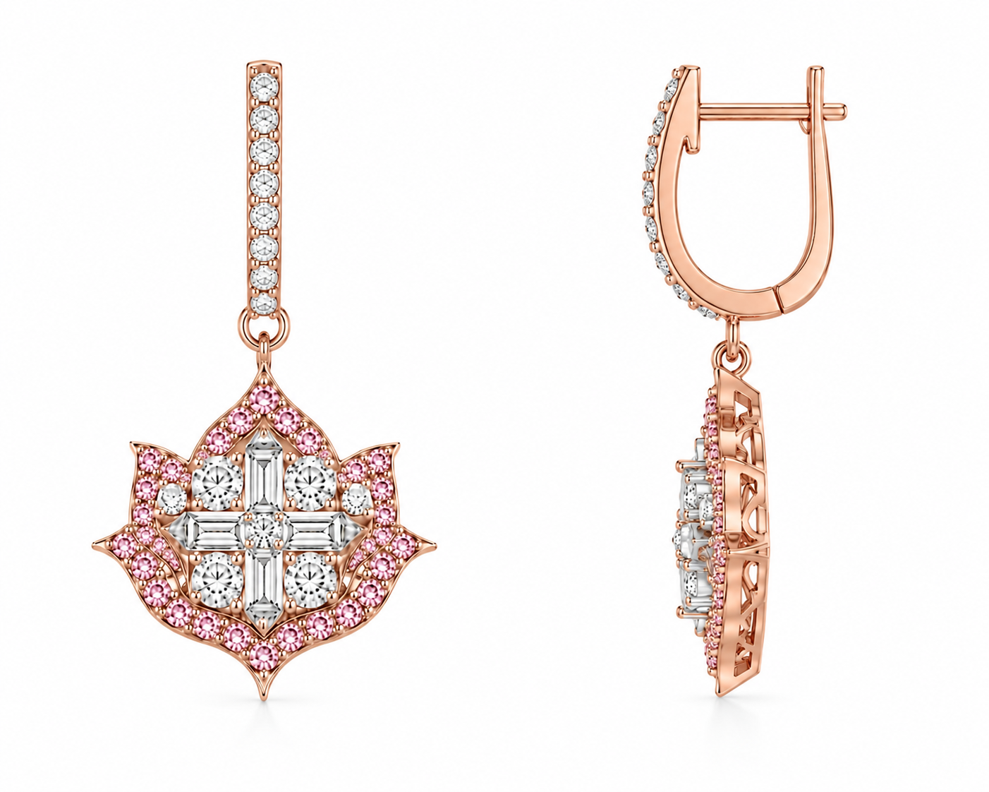 Lotus No. 04 Bracelet in Rose Gold with pink diamonds
