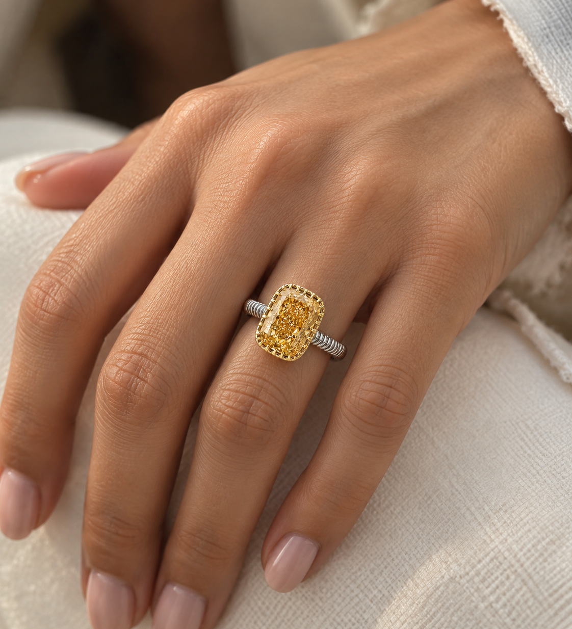 Golden Hour Cushion Ring