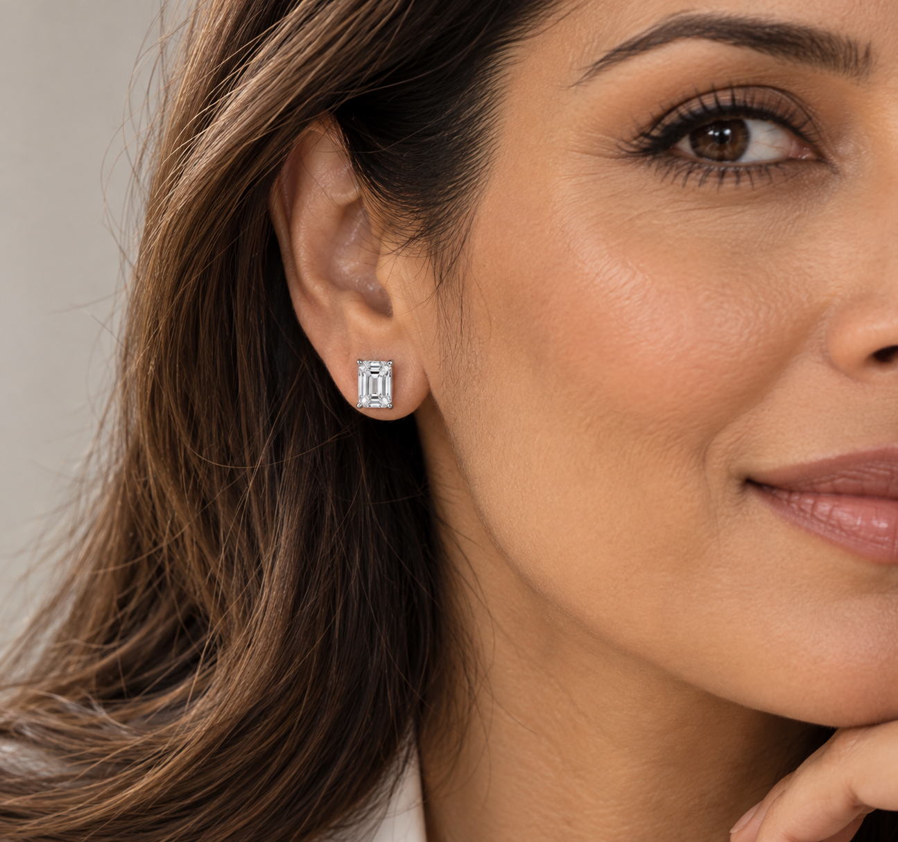 Classic Emerald Cut Lab Diamond Stud Earrings