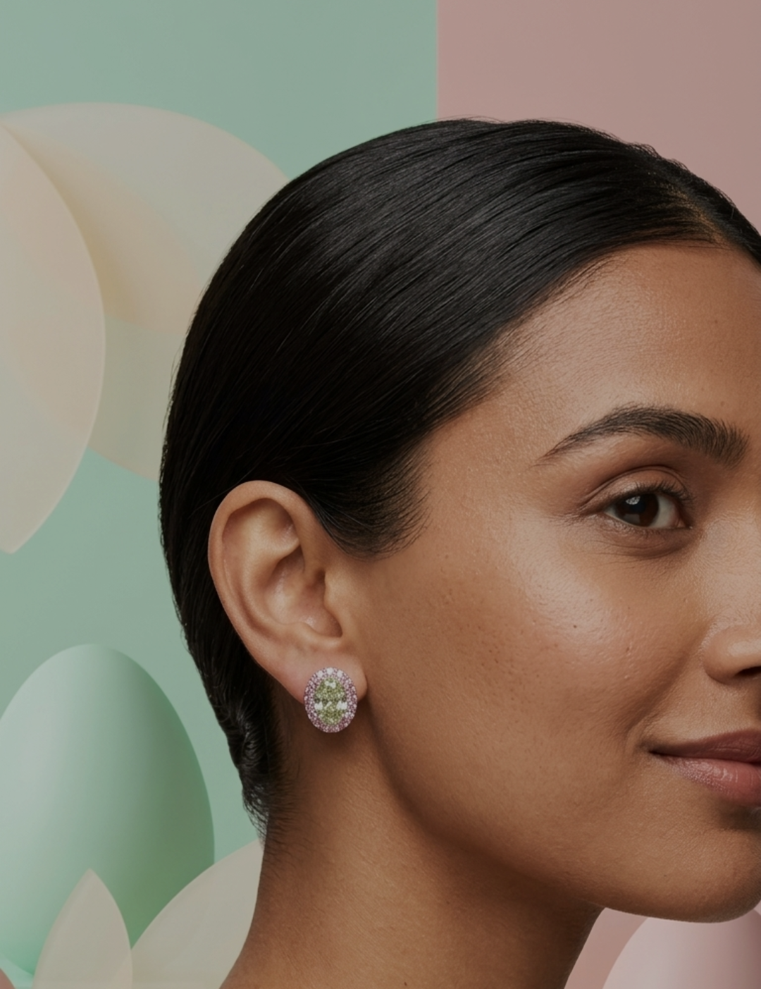 Lumière Green Halo Studs - Adrisya