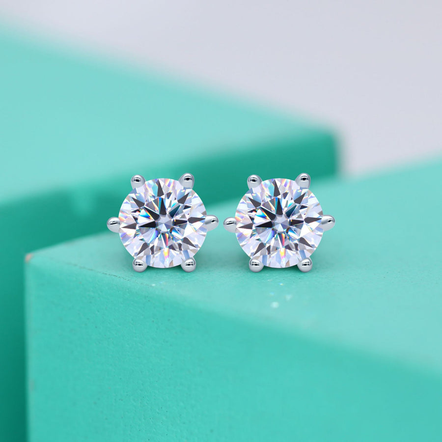 1/2ct Blue Lab Grown Diamond Studs Screw Back 14K White Gold Earrings