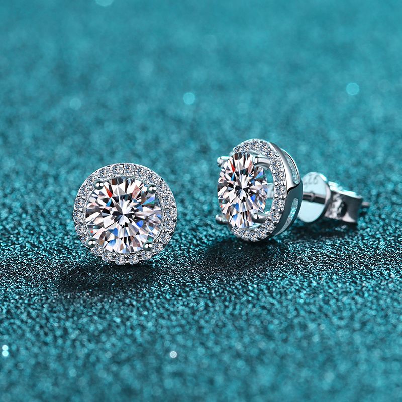 Stellar Sparkle: One-Carat Moissanite Elegance - Adrisya - Earrings
