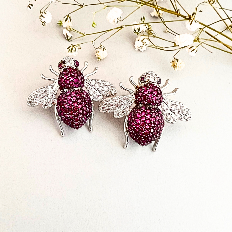 Buzzing Bee Pink Diamond Earrings - Adrisya - Earrings