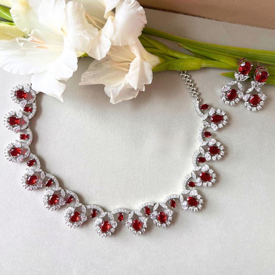 Radiant Red Necklace - Adrisya - Sets