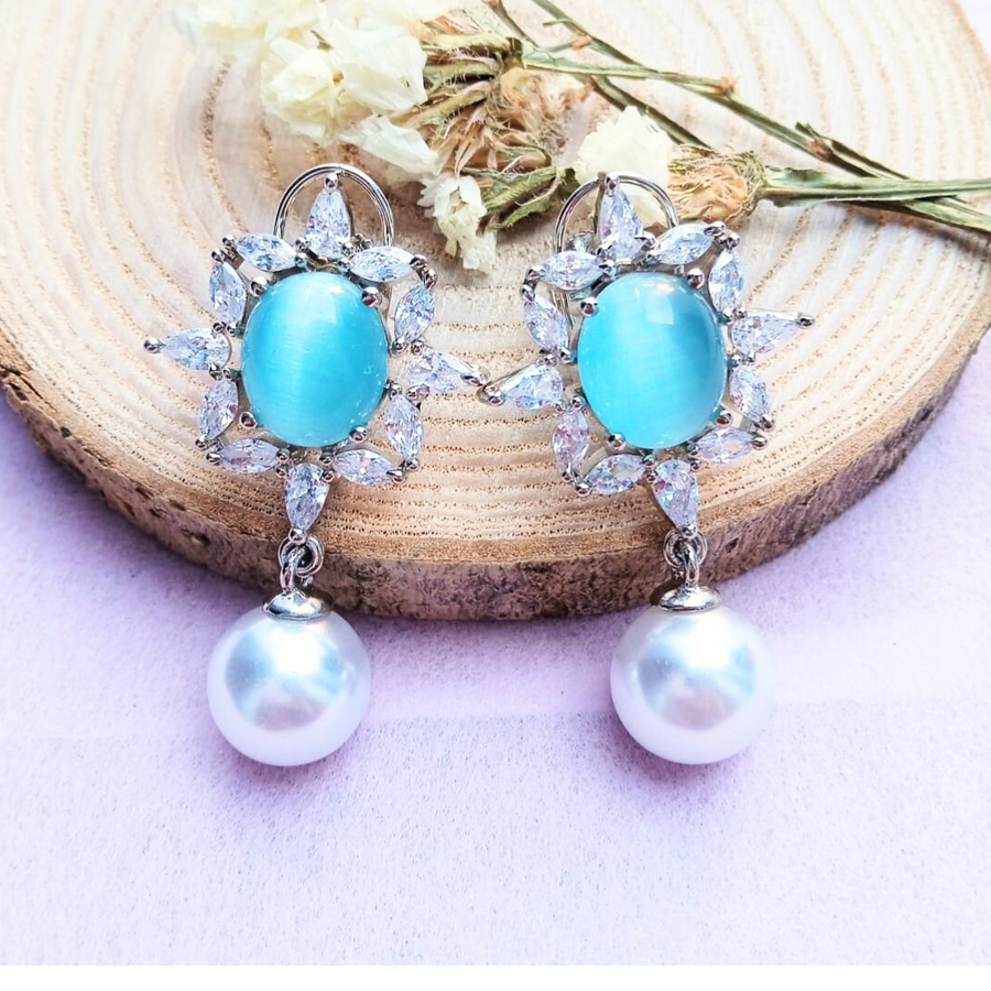 Light Blue Pearl Stud - Adrisya - Earrings