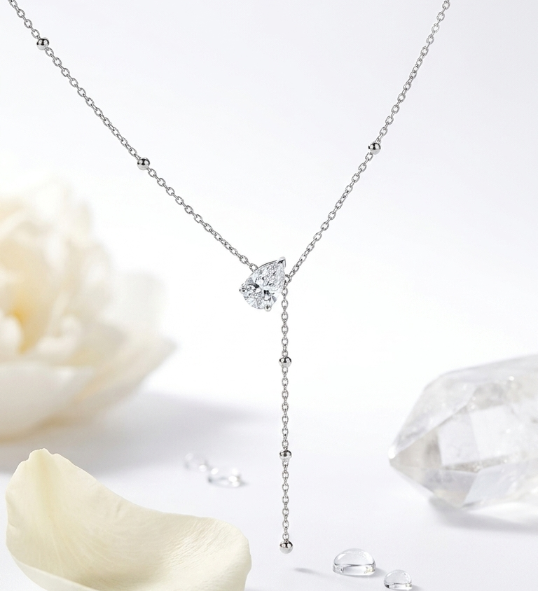 Chroma Pear Solitaire Chain Necklace