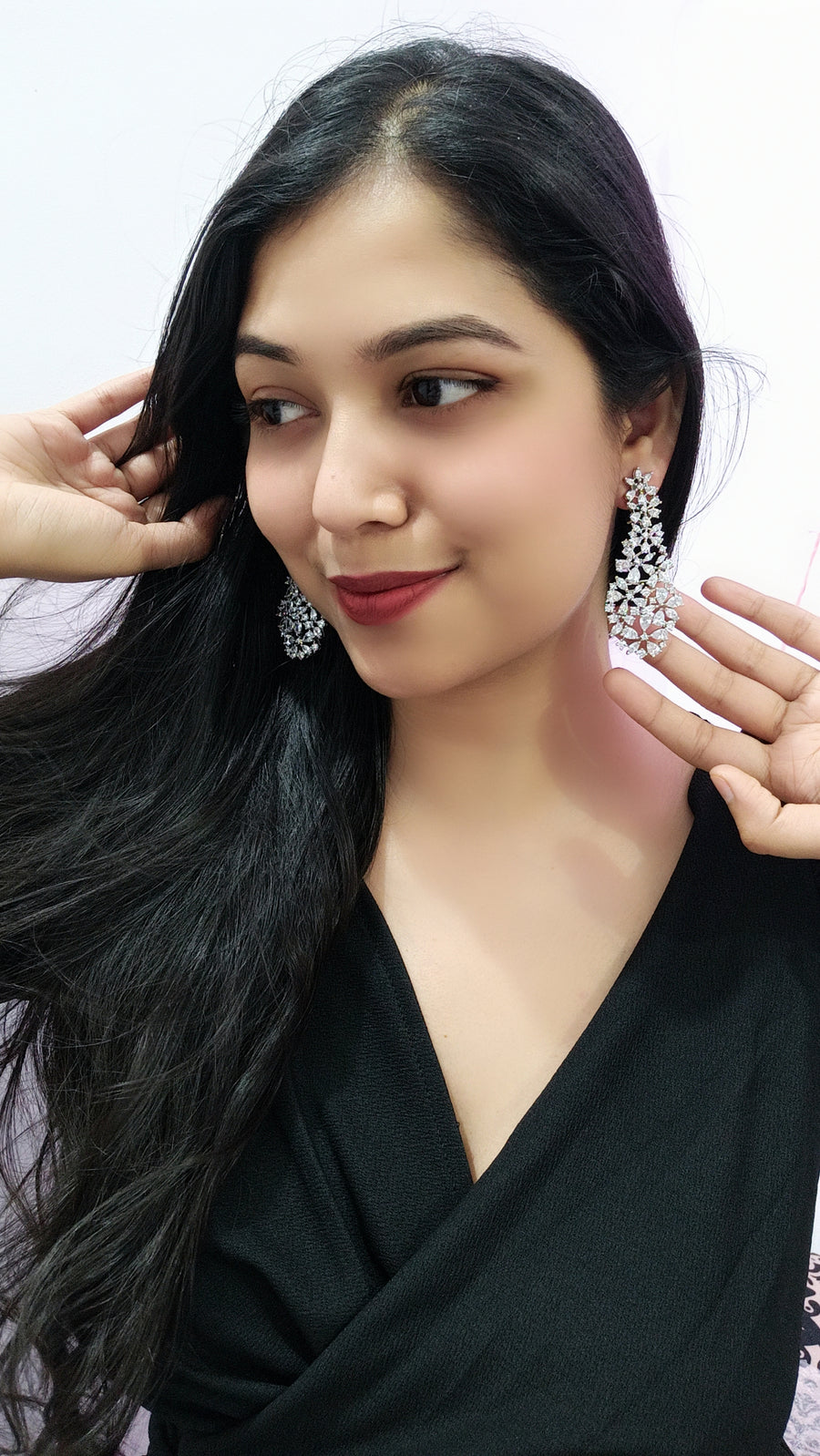 Sparkling Cluster Earrings - Adrisya - Earrings