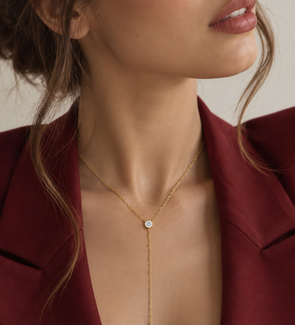 Bezel Lariat Necklace