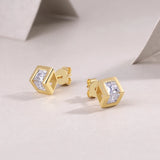 Moissanite Cube Studs