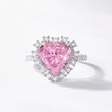 White Gold Plated 925 Sterling Silver High Carbon Diamond Heart Shape Rings