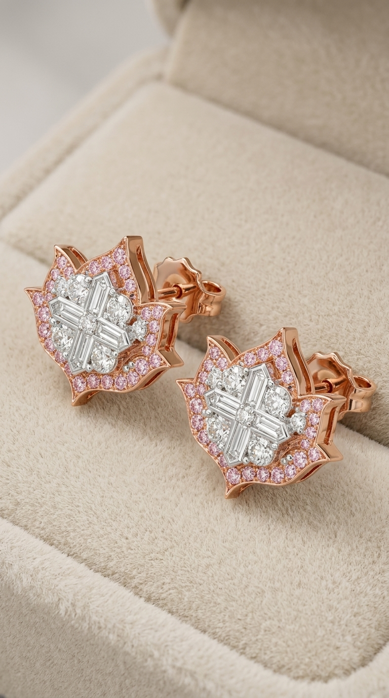 Lotus No. 04 Blush Studs in jewellery box