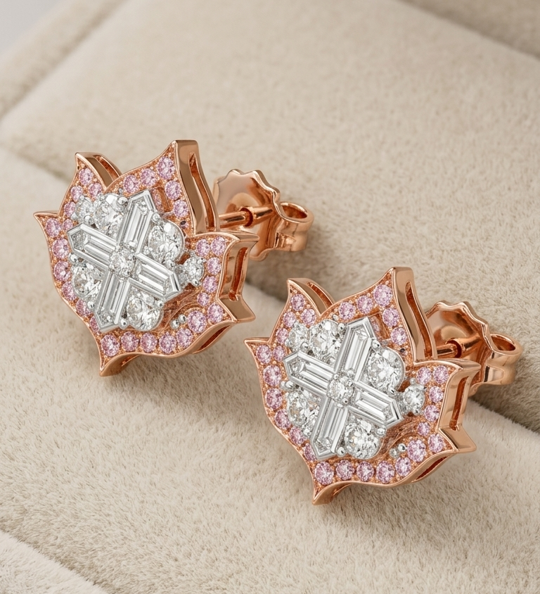 Lotus No. 04 Blush Studs in jewellery box