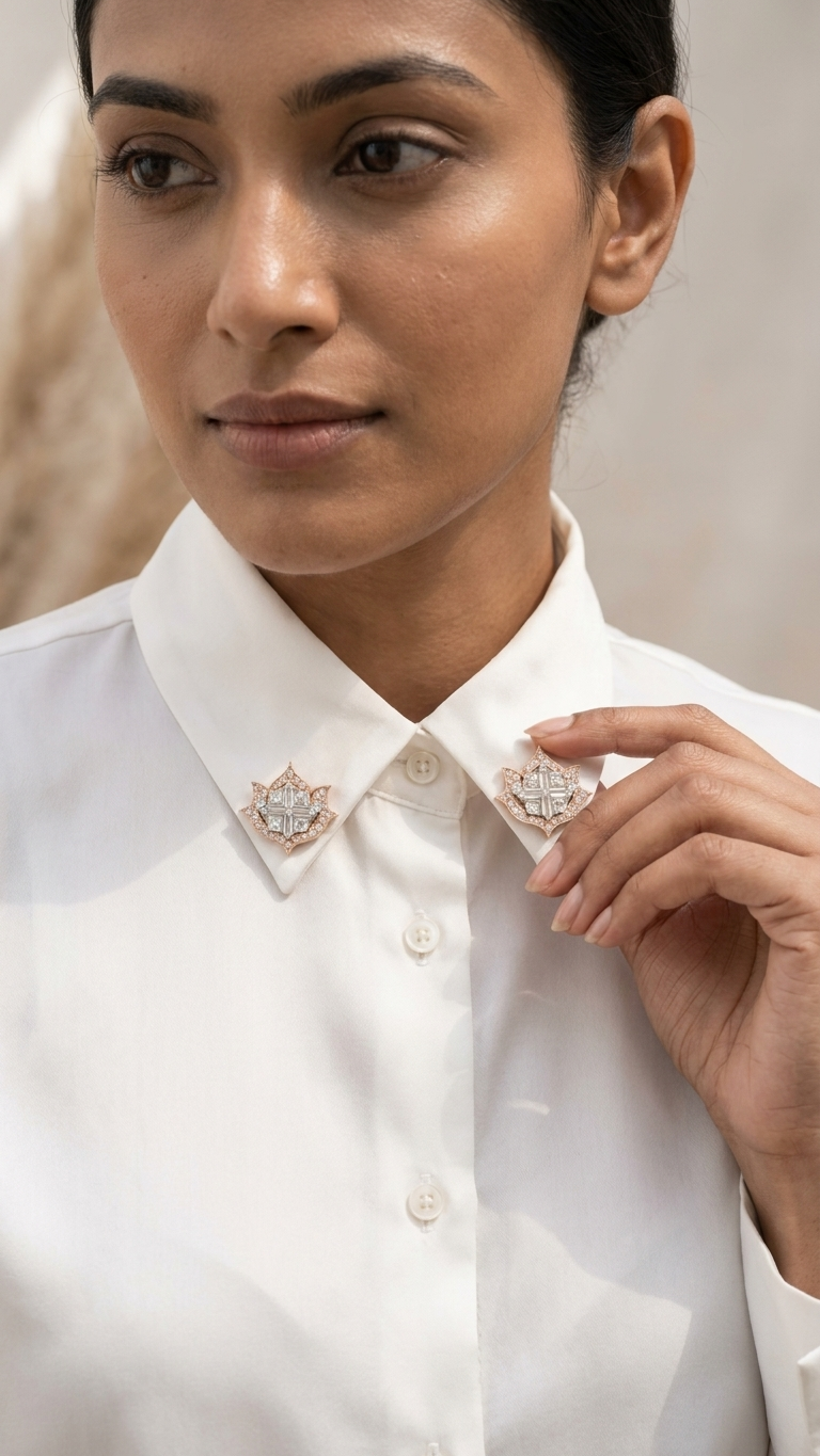 Lotus No. 04 Blush Brooch worn - Adrisya