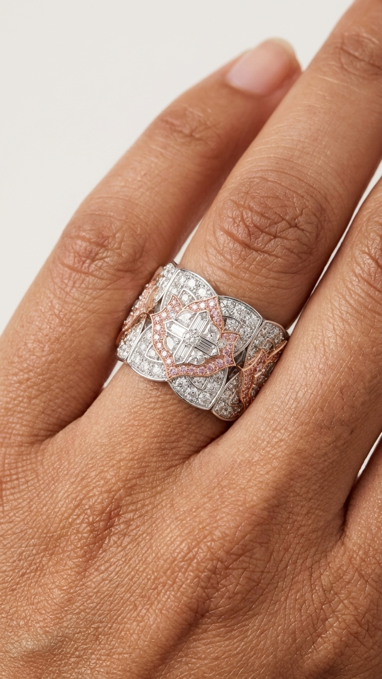 Lotus No. 04 Petal Ring on hand close-up - Adrisya