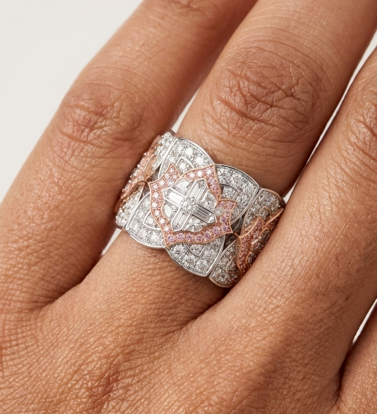 Lotus No. 04 Petal Ring on hand close-up - Adrisya