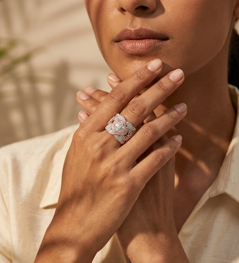 Lotus No. 04 Petal Ring lifestyle on model - Adrisya
