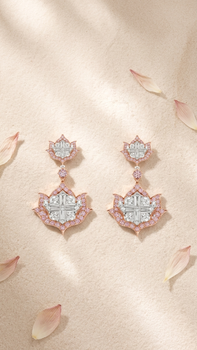 Lotus No. 04 Blush Drops flat lay with petals - Adrisya