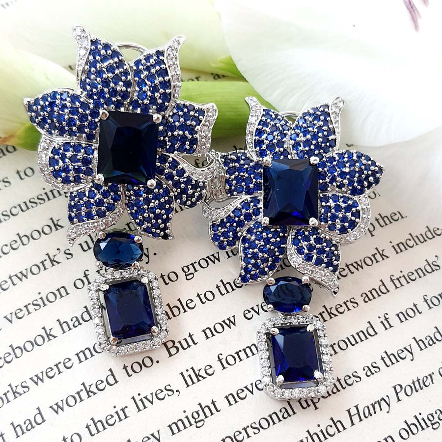 Nouveau Blue Earrings - Adrisya - Earrings