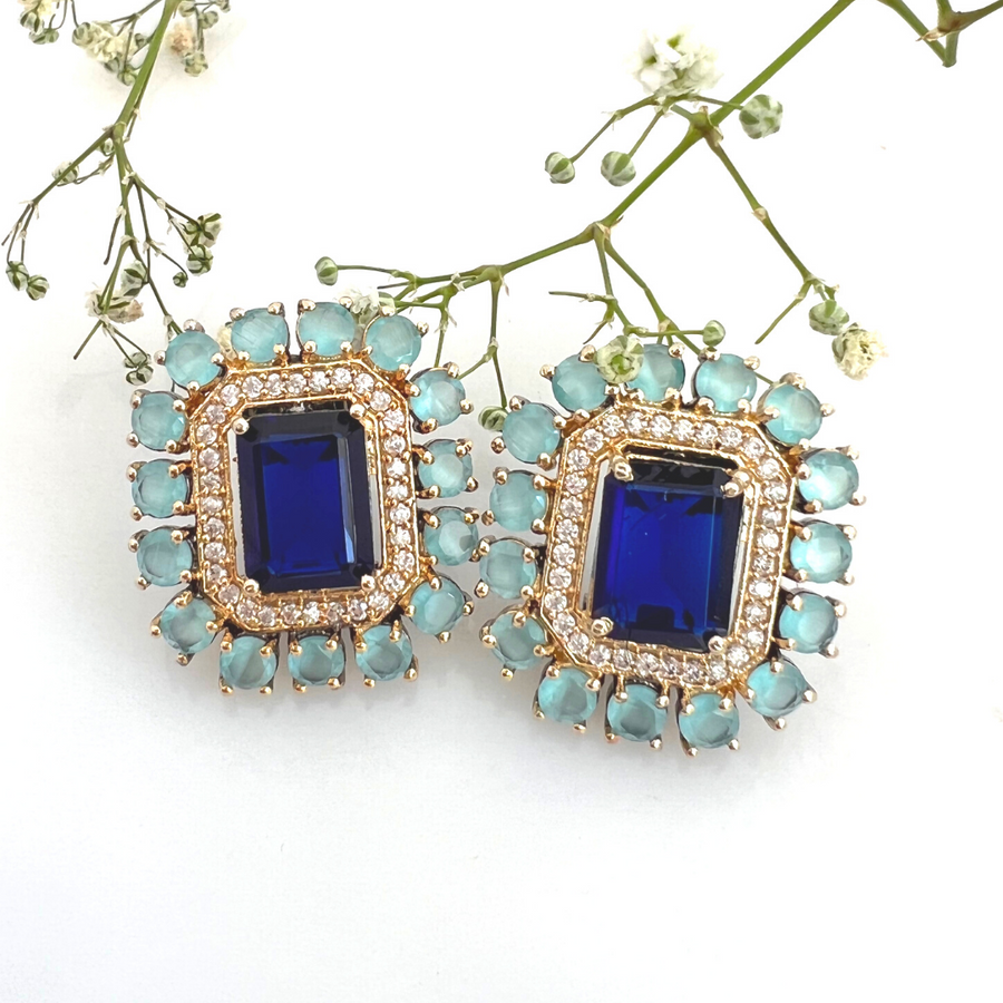 Elegant Blue Studs - Adrisya - Earrings