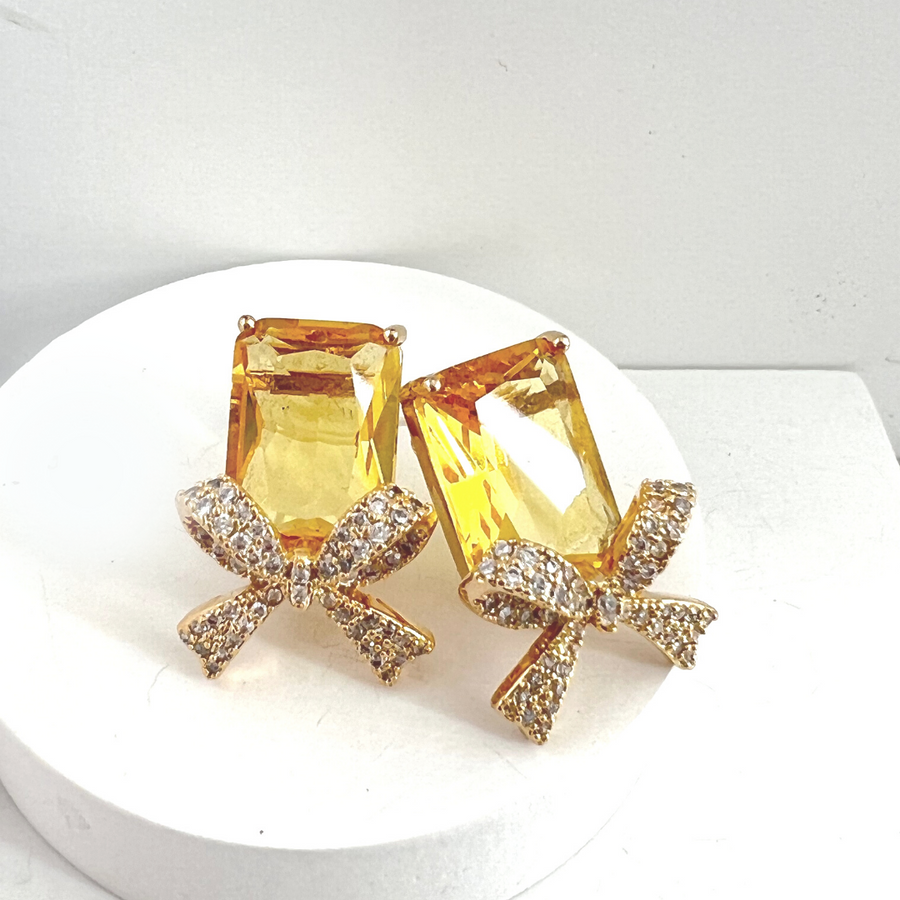 Darling Yellow Bow Studs