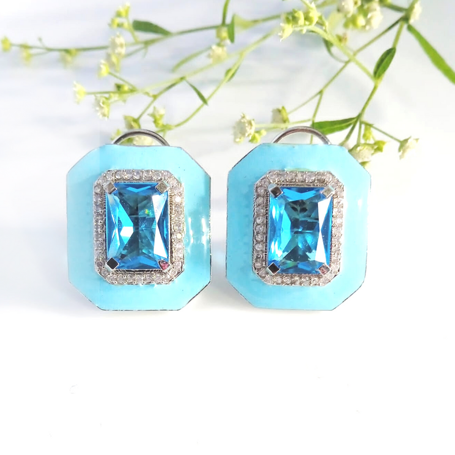 Pastel Blue Enamel Earrings