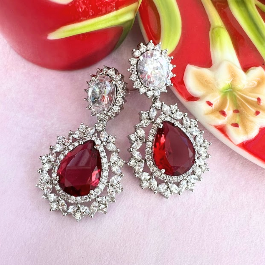 Radiant Red Earrings - Adrisya - Earrings