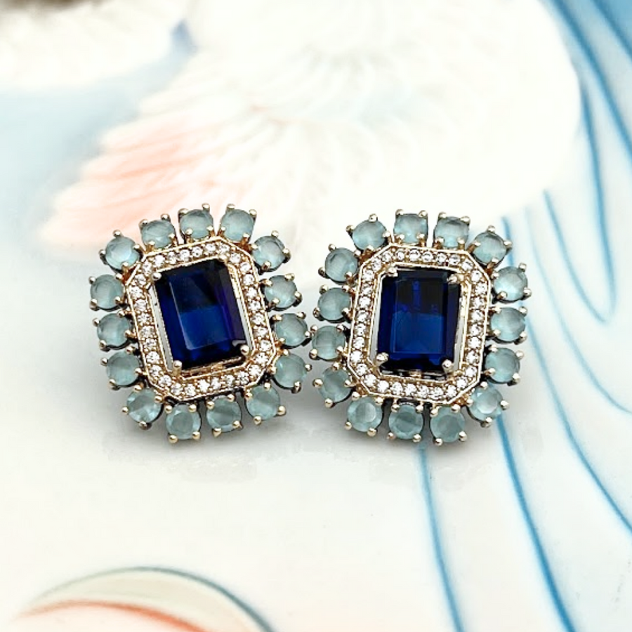 Elegant Blue Studs - Adrisya - Earrings