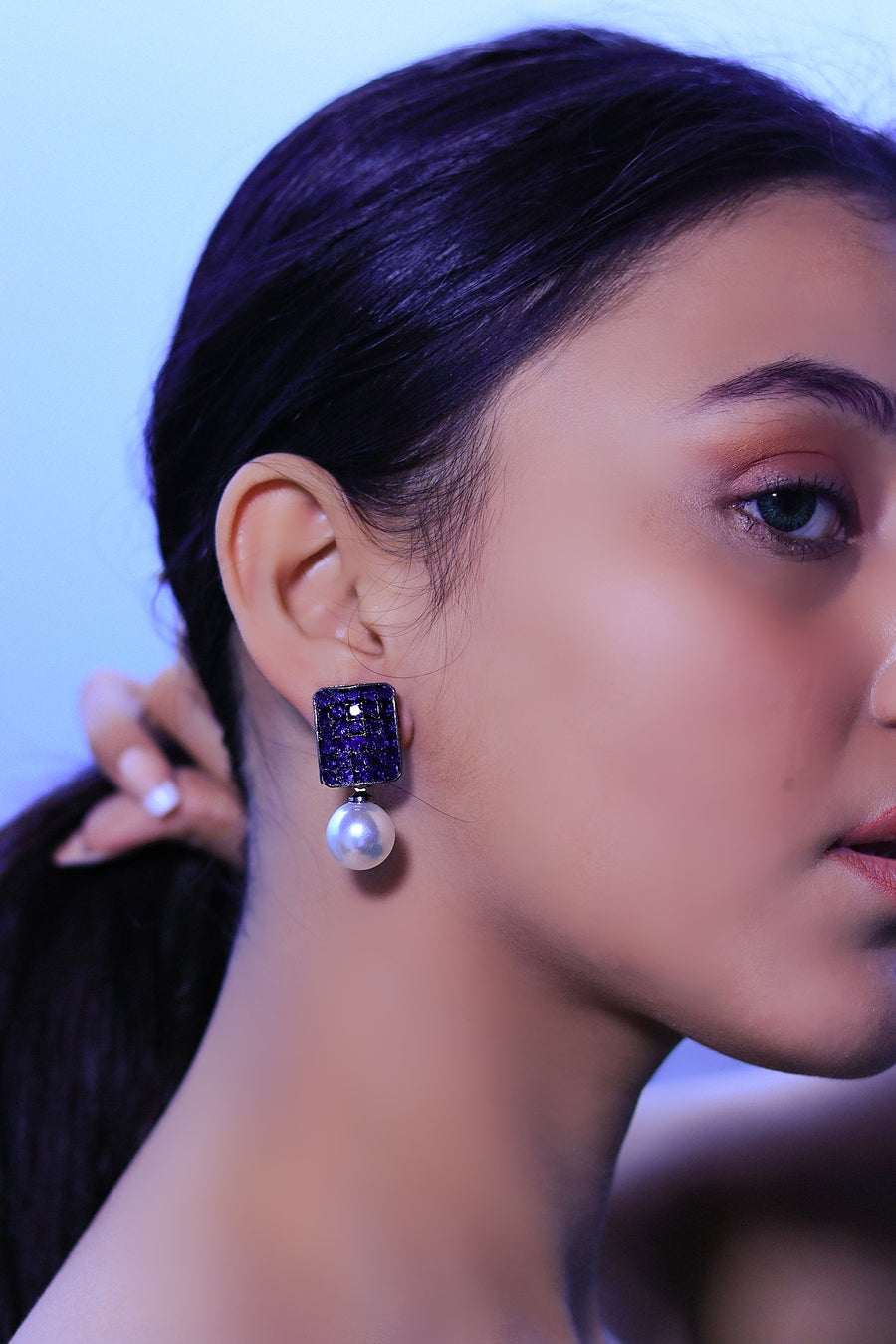 Blue Stud Drops - Adrisya - Earrings