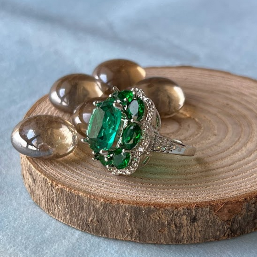 Cocktail Green Ring - Adrisya - Finger Ring