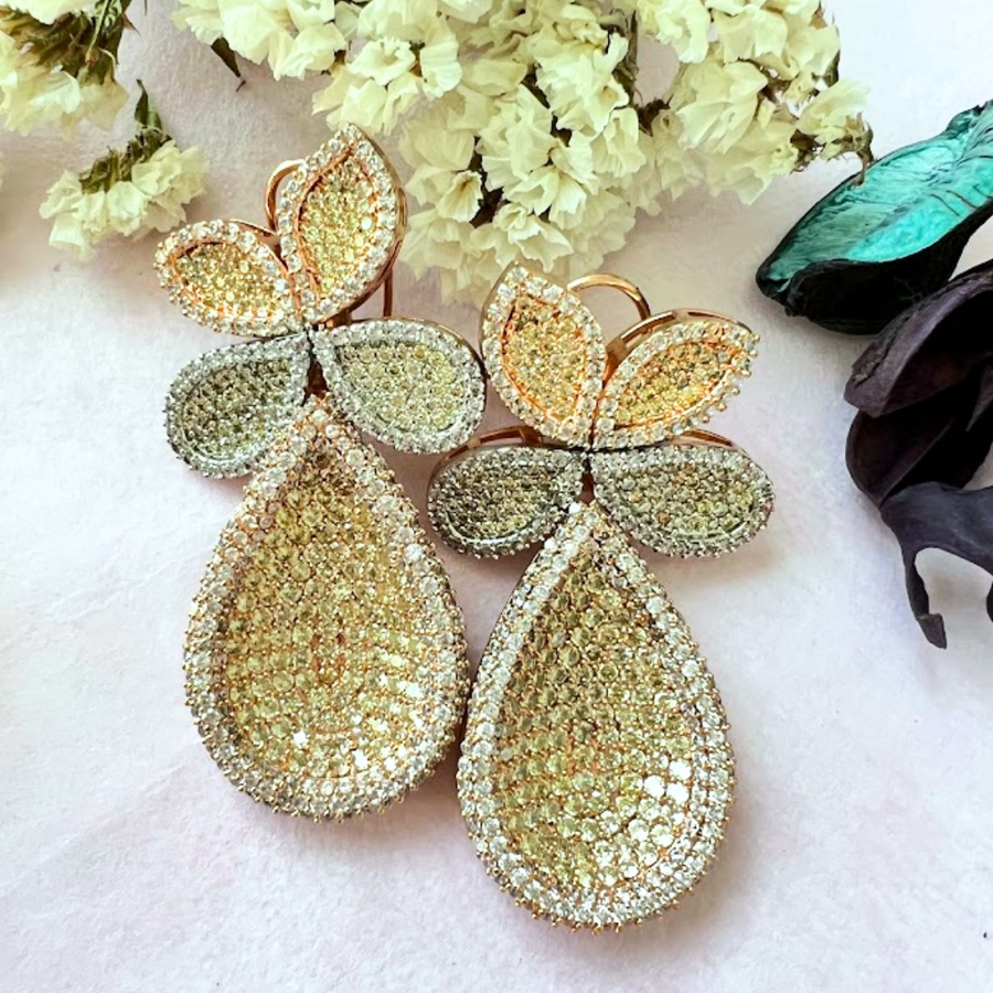 Tri-Color Flower Earrings - Adrisya - Earrings
