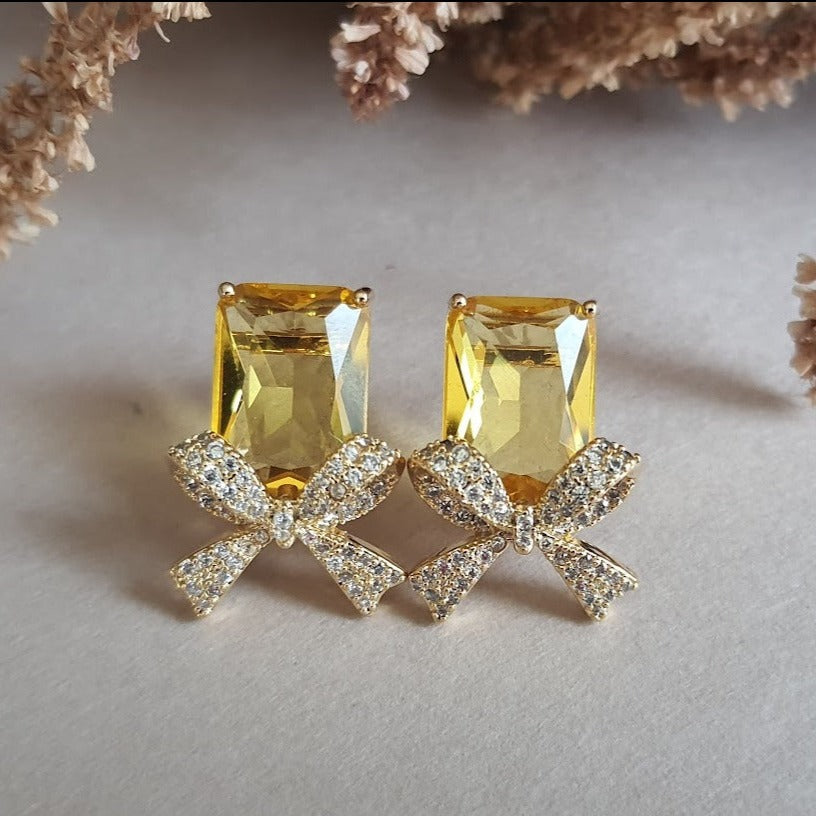 Darling Yellow Bow Studs